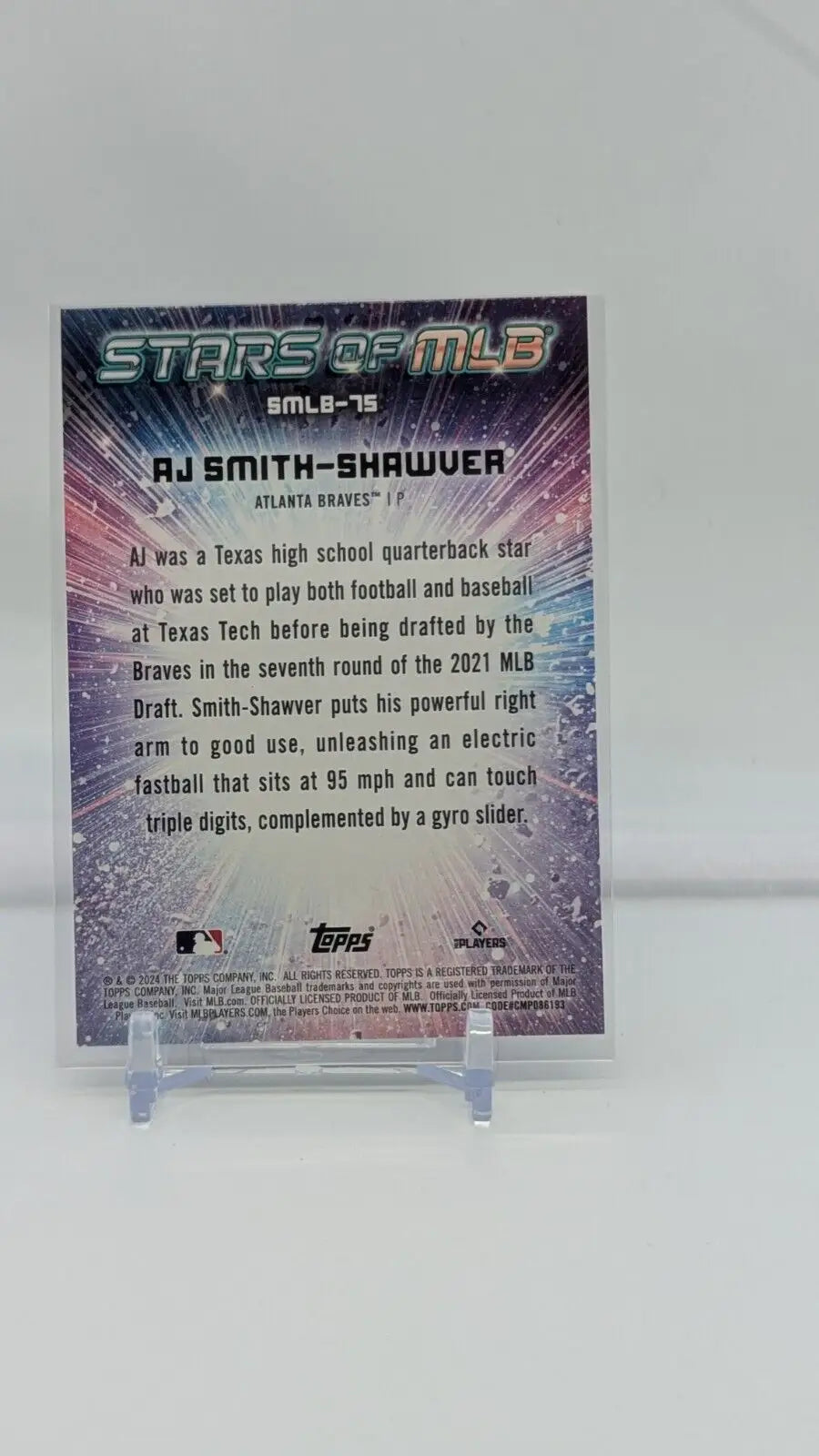 AJ Smith-Shawver baseball card from 2024 Topps Update Series Stars of MLB #SMLB-75