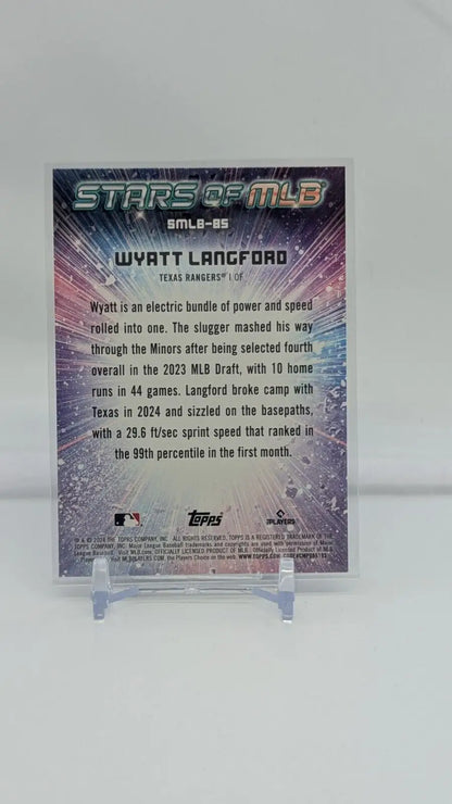 Wyatt Langford baseball card from 2024 Topps Update Series Stars of MLB #SMLB-85 RC