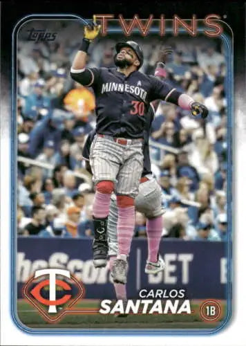 2024 Topps Update US224 Carlos Santana baseball card with original gloss from Twins