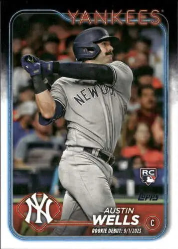 Baseball card of Austin Wells in 2024 Topps Update original gloss NM-MT Yankees