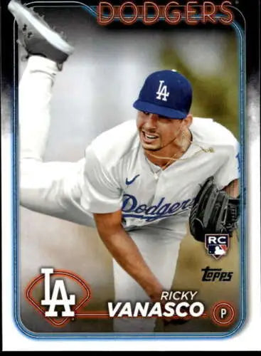 Baseball card of US38 Ricky Vanasco in Dodgers uniform from 2024 Topps Update