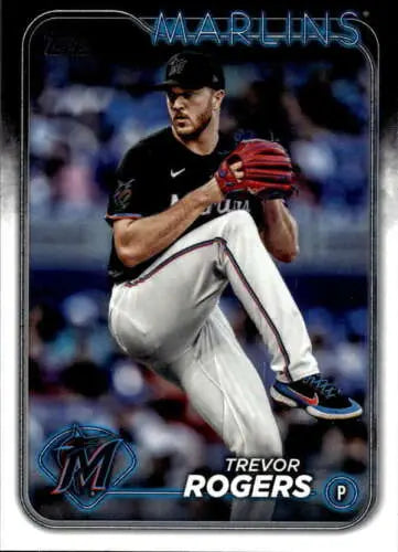 2024 Topps Update US54 Trevor Rogers baseball card with original gloss, Marlins collectible