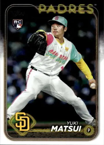 Yuki Matsui baseball card from 2024 Topps Update US8 with original gloss, NM-MT condition