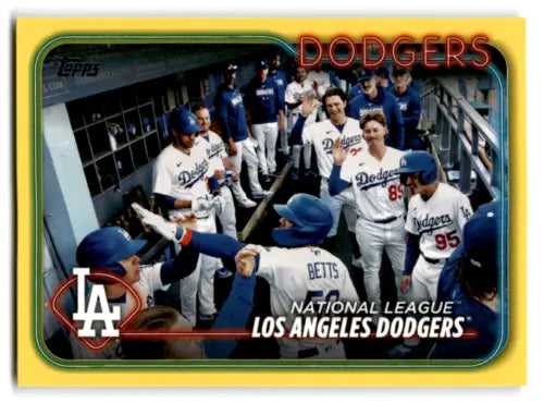 2024 Topps Yellow Los Angeles Dodgers Team Card with original gloss features ID:68192