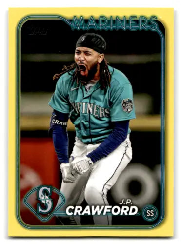 2024 Topps Yellow #49 J.P. Crawford baseball card featuring original gloss Mariners