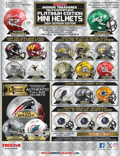 Collection of NFL team mini helmets for 2024 TriStar Autograph Platinum Edition Football Mini Helmet