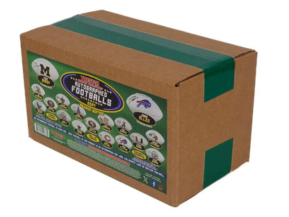 Brown cardboard box with green stripes for TriStar Hidden Treasures Autographed Footballs