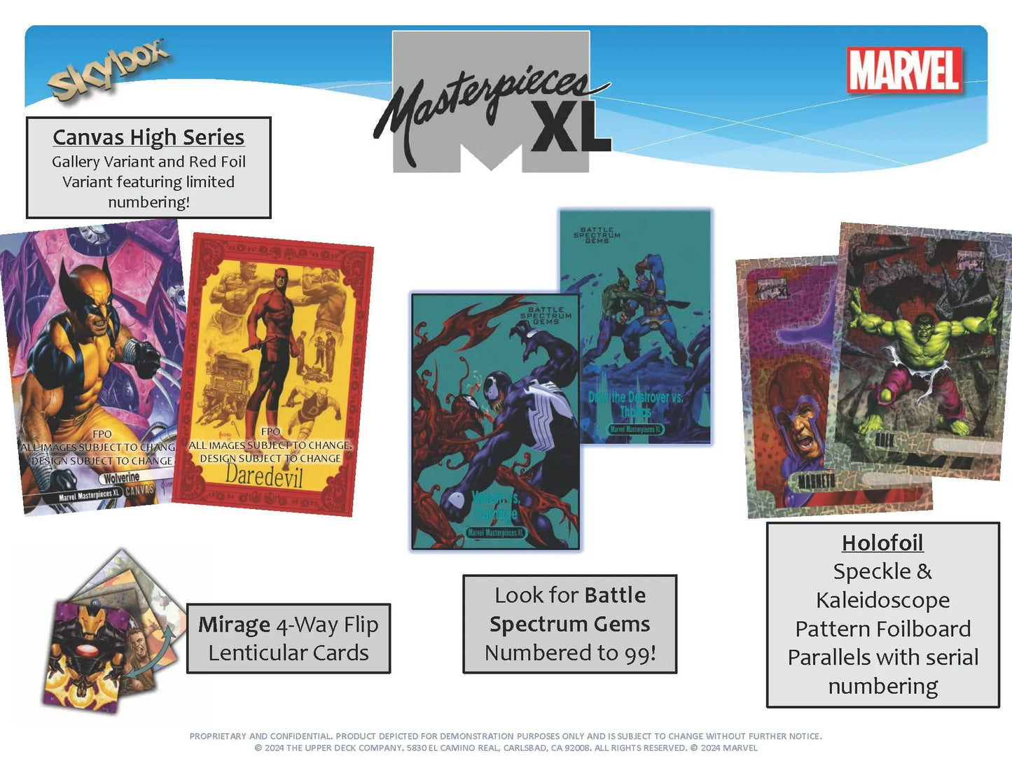 Marvel Masterpieces XL trading cards in 2024 Upper Deck Hobby Box display