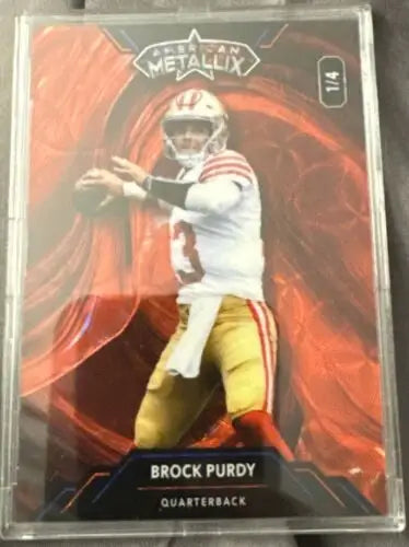 Brock Purdy football card from 2024 Wild Card American Metallix San Fran 49ers Color Match