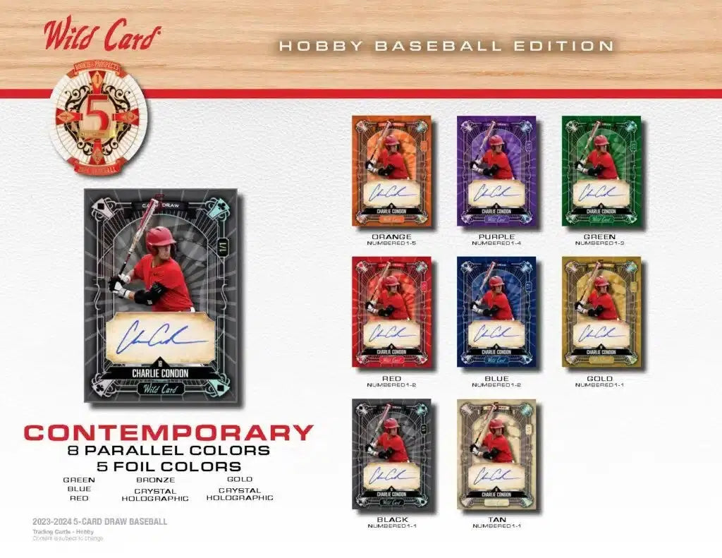 Baseball card display featuring Ethan Holliday and various foil color variations