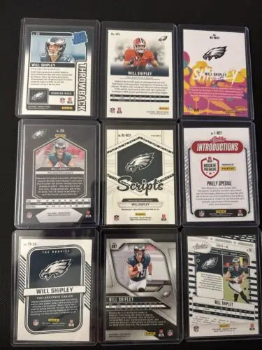 2024 Will Shipley Rookie Philly Eagles 9 Card Lot featuring autographs and Super Bowl champion