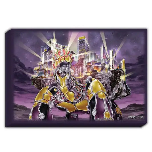 Yellow and silver combat-ready robot on 2024 World Championship trading card sleeves