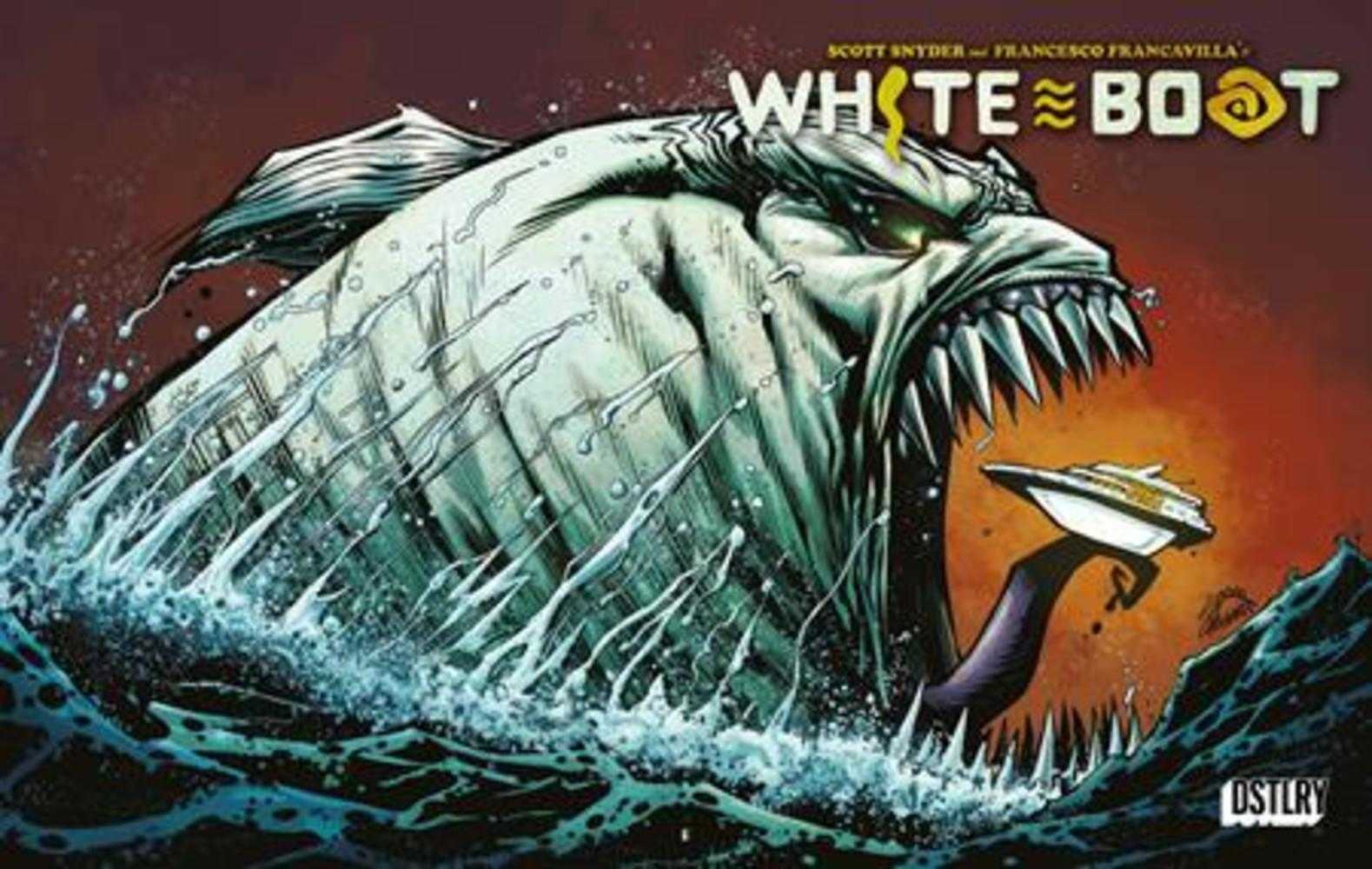 Monstrous sea creature attacks a White Boat in a dramatic comic cover by Ryan Stegman