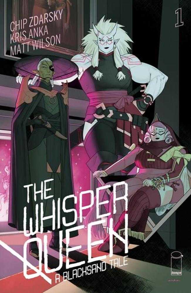 Comic book cover for Whisper Queen #1 by Kris Anka with stylized characters in pink and black