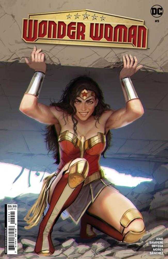 Wonder Woman #9 Cover C features a warrior in gold and red armor for trading cards