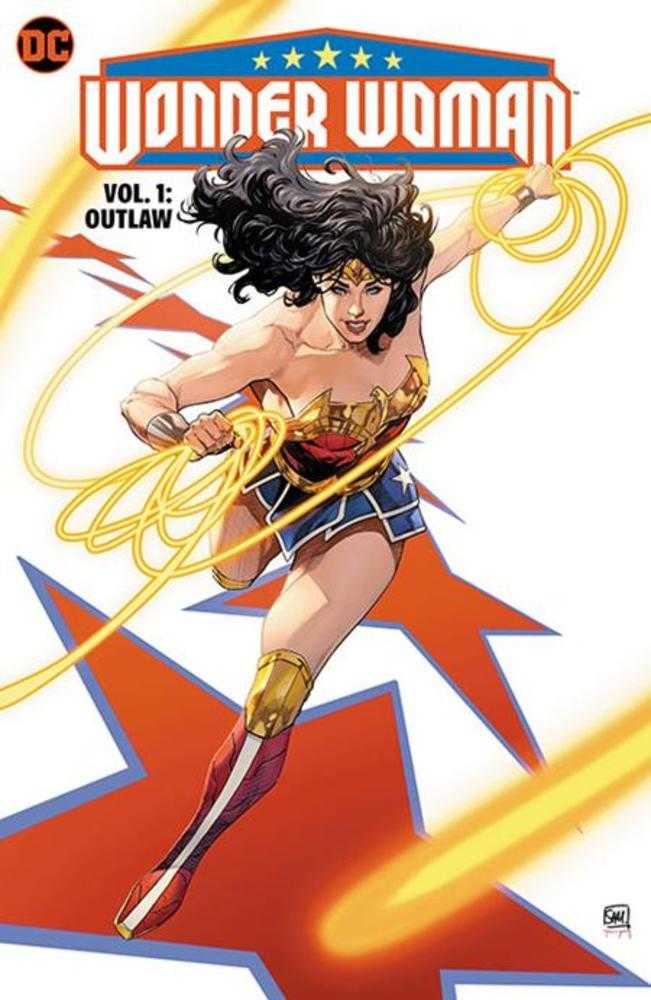 Wonder Woman comic book cover with golden lasso on dynamic background for trading cards