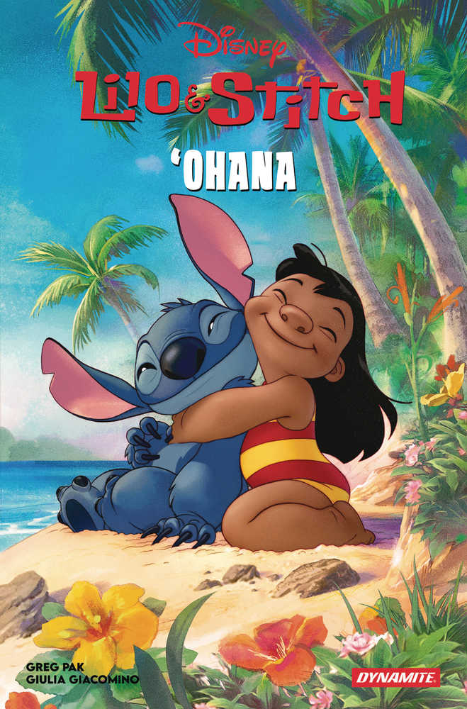 Movie poster for Lilo & Stitch featuring characters on a beach in Direct Market Edition TPB