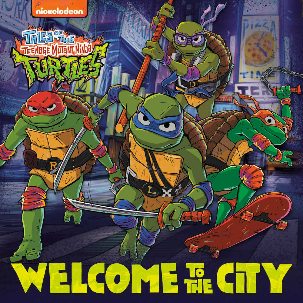 Teenage Mutant Ninja Turtles in action on Welcome to the City book cover by Nickelodeon