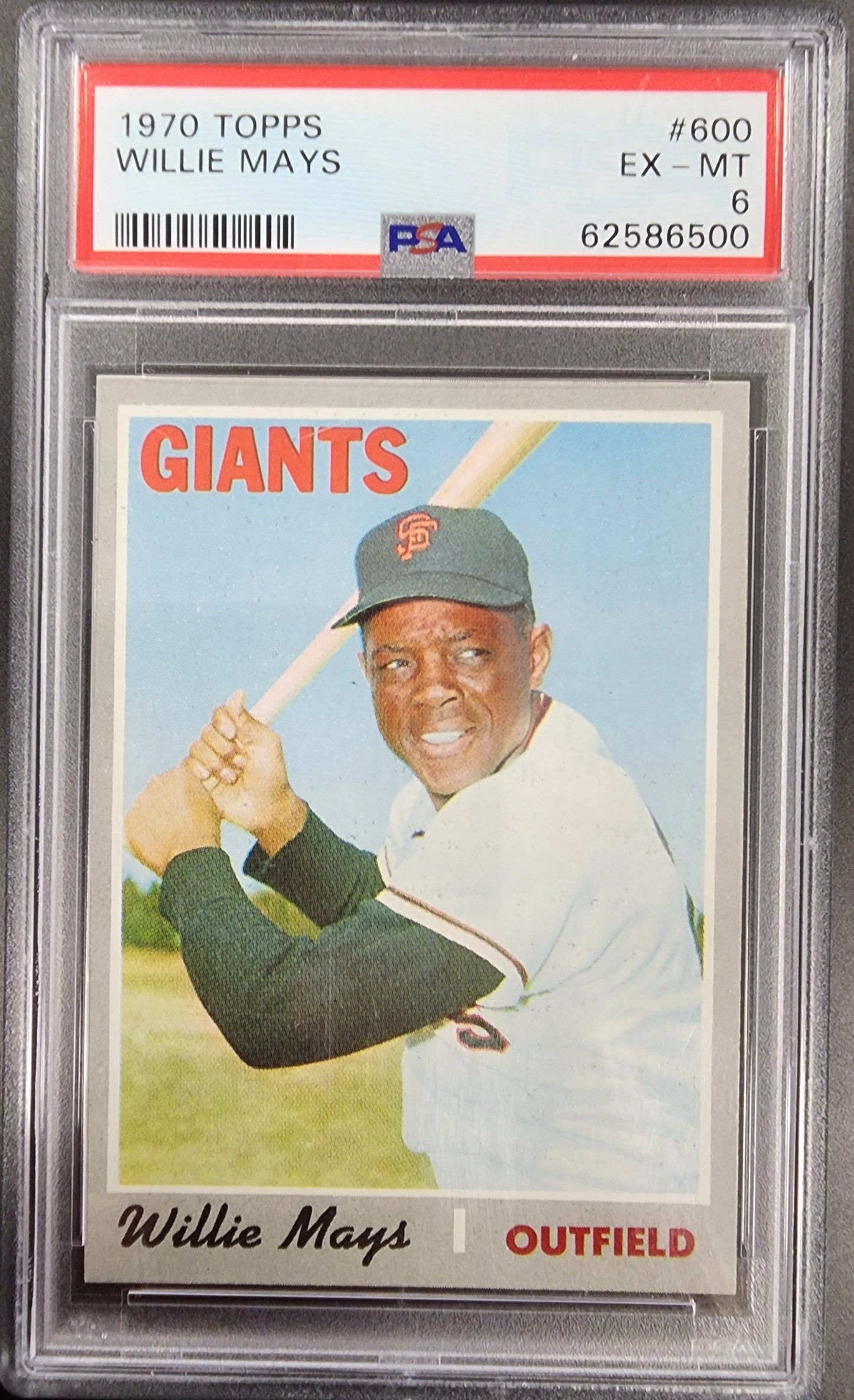 Willie Mays 1970 Topps #600 PSA 6 EX-MT baseball card featuring Giants outfielder