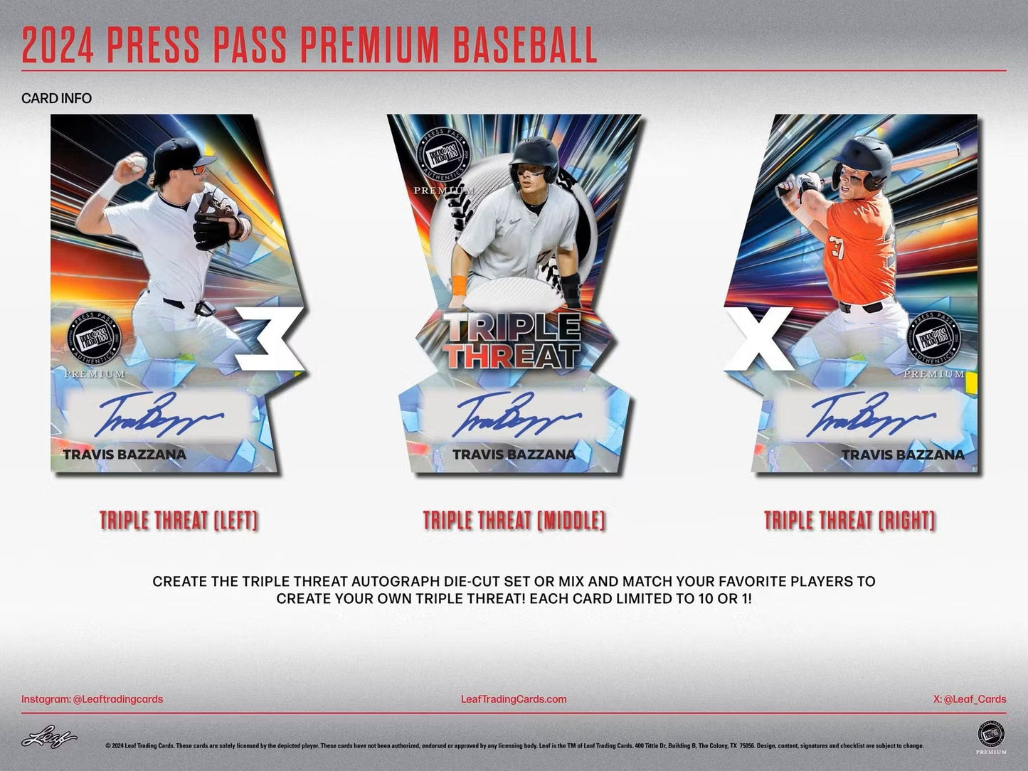 Baseball card promotional display featuring autographed player cards from Press Pass Premium