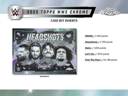 WWE Chrome trading card in black and white design from 2025 Topps Chrome Hobby Box