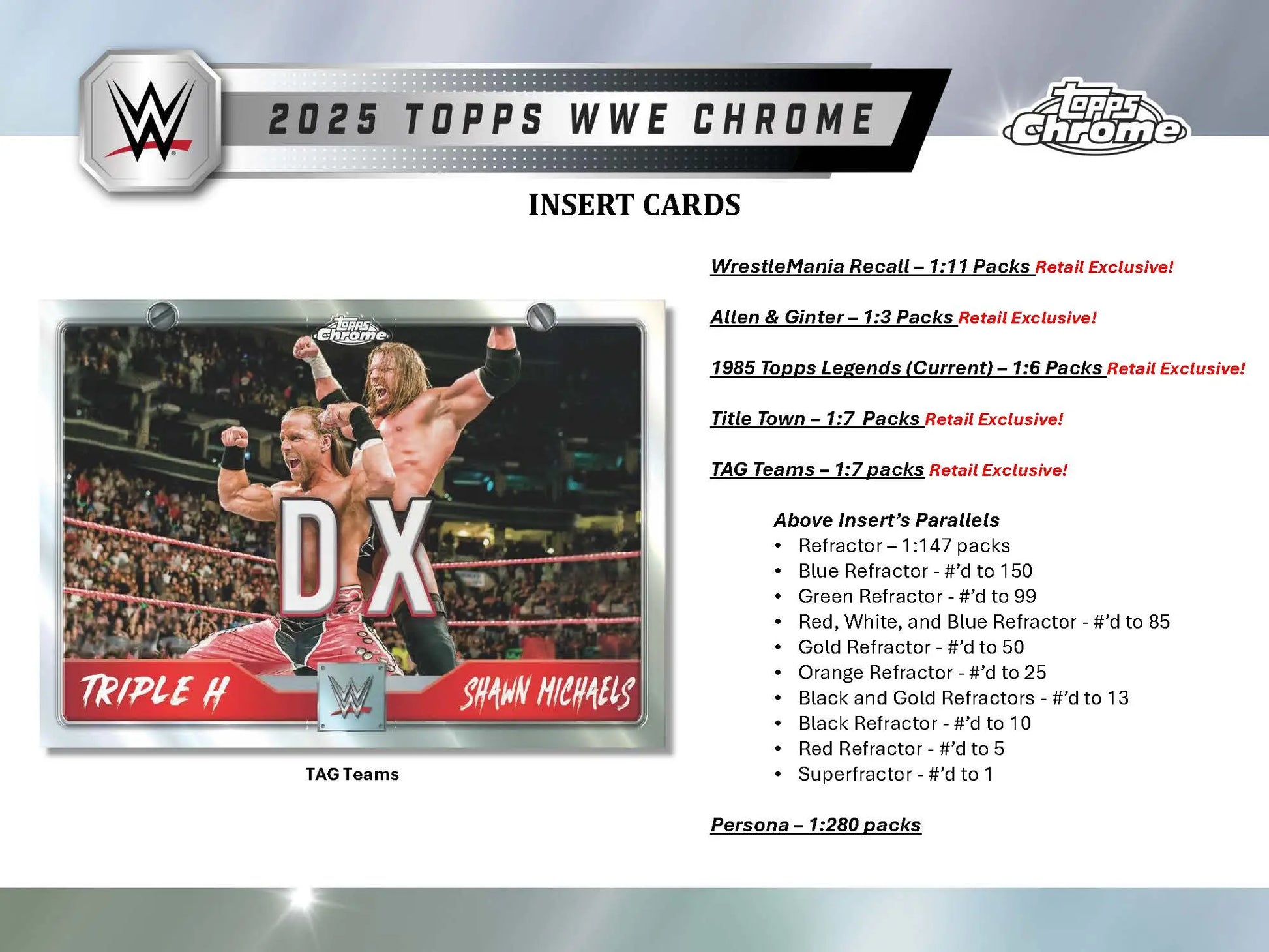 2025 Topps WWE Chrome trading card with DX scene in Value Blaster Box featuring WWE Superstars