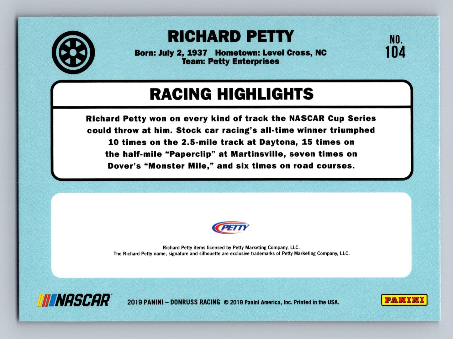 2019 Donruss #104 Richard Petty Retro