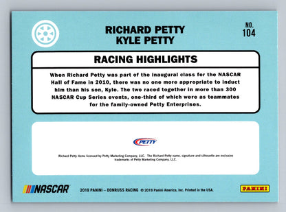 2019 Donruss #104 Richard Petty & Kyle Petty Father Son Variation