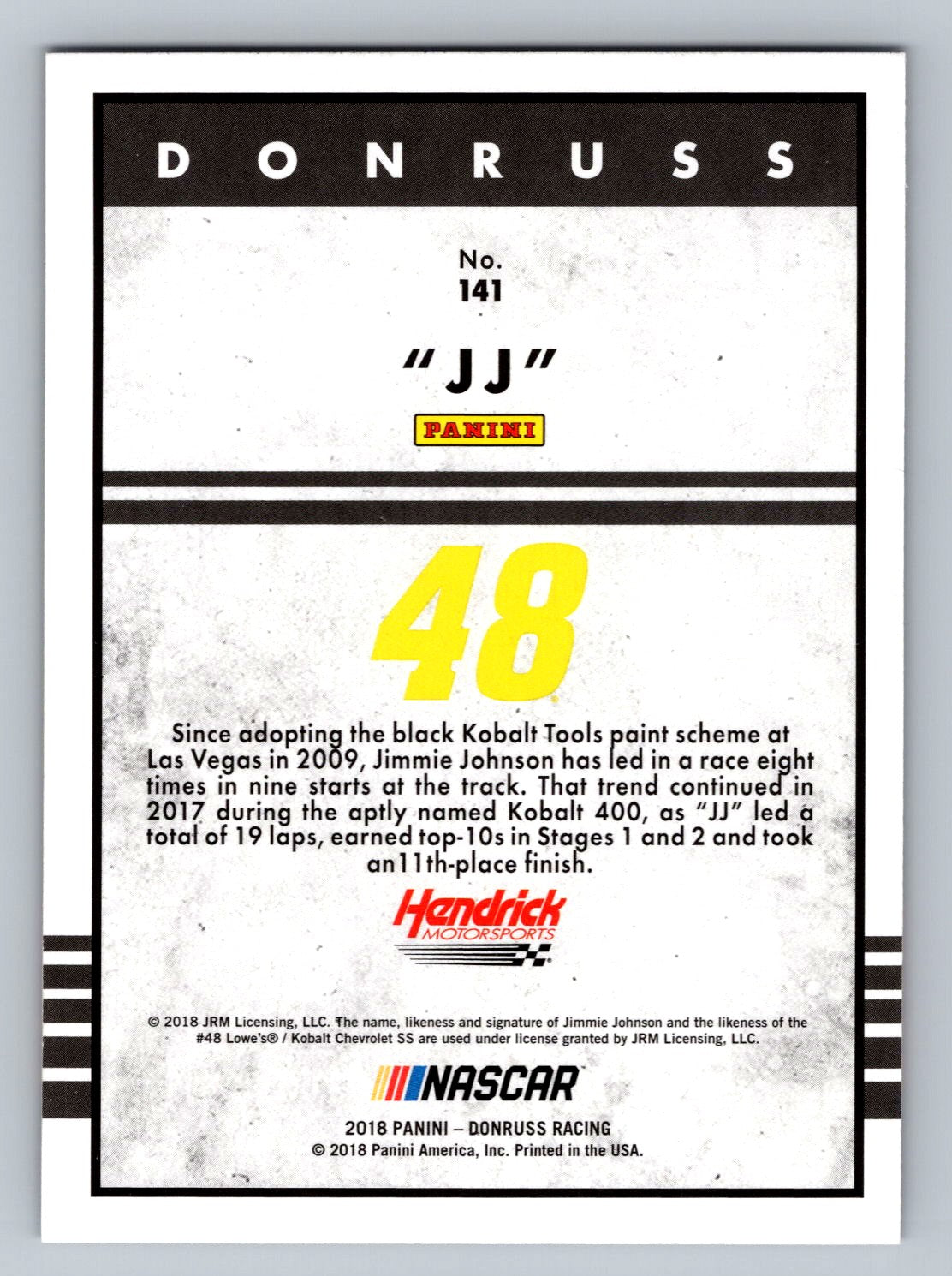 2018 Donruss #141 Jimmie Johnson Retro Name Variation