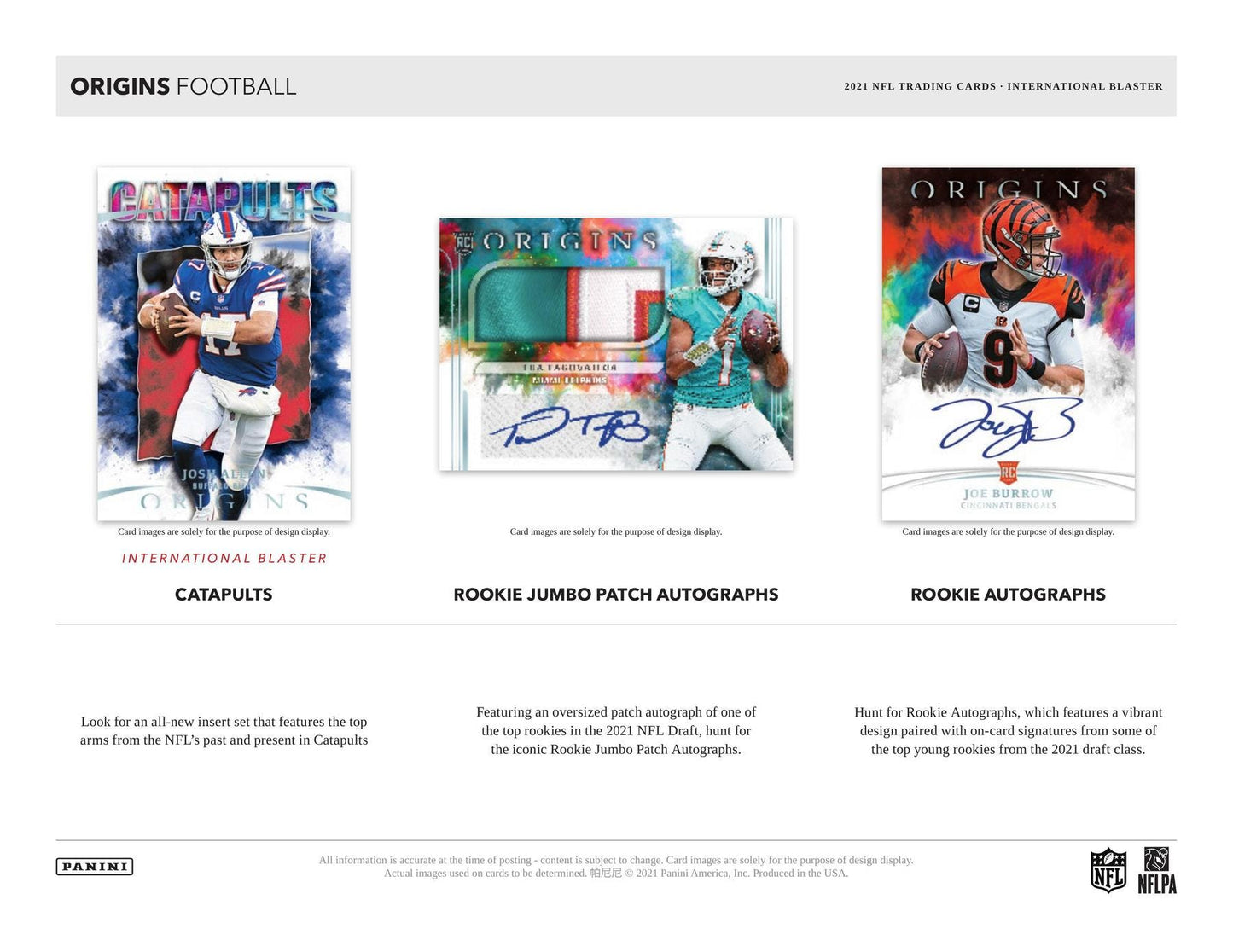 2021 Panini Origins Football International Blaster Box | Columbia Sports Cards & More.