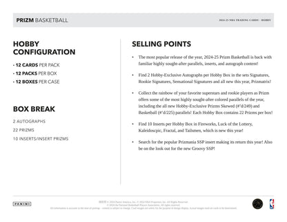 2024-25 Panini Prizm Basketball Hobby Box