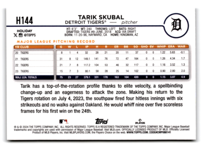 2024 Topps Holiday Silver Glitter #H144 Tarik Skubal NM-MT Tigers ID:75066