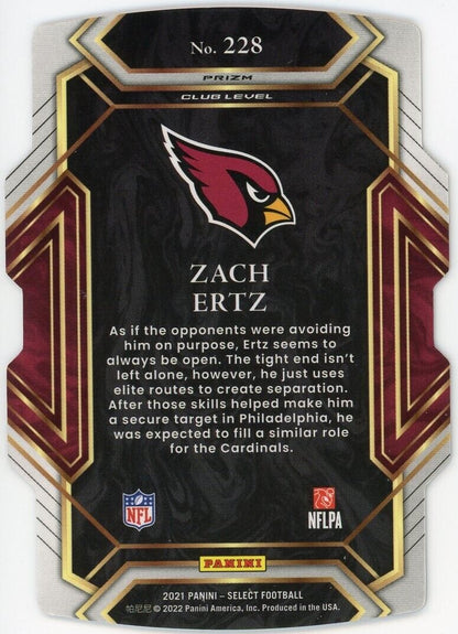 2021 Panini Select Black Gold Die Cut Club Level 228 Zach Ertz Arizona Cardinals