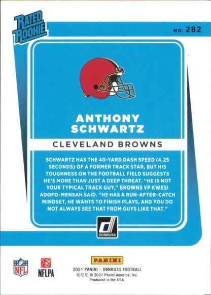 2021 Panini Donruss Rated Rookie #282 Anthony Schwartz Cleveland Browns Football