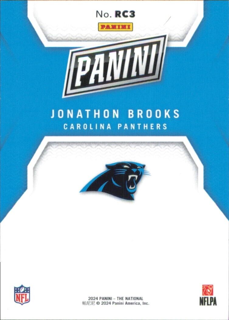 2024 Panini The National Blue /50 Jonathon Brooks Rookie Carolina Panthers Card