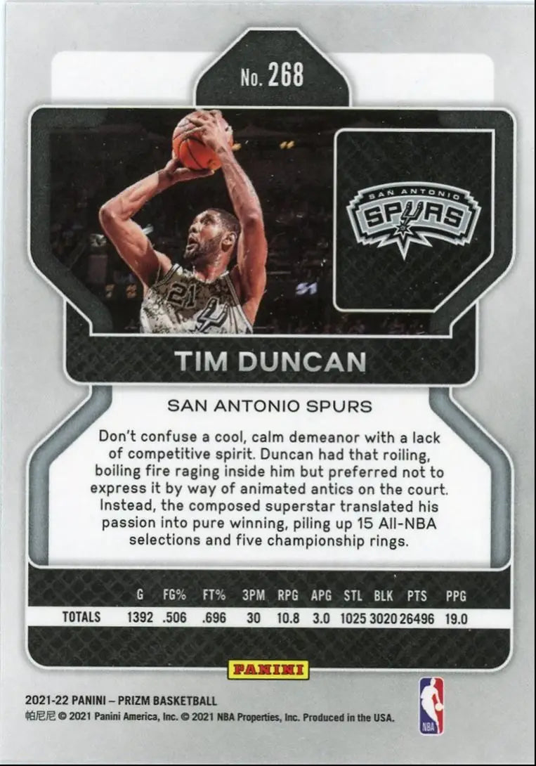 2021-22 Panini Prizm Tim Duncan San Antonio Spurs #268