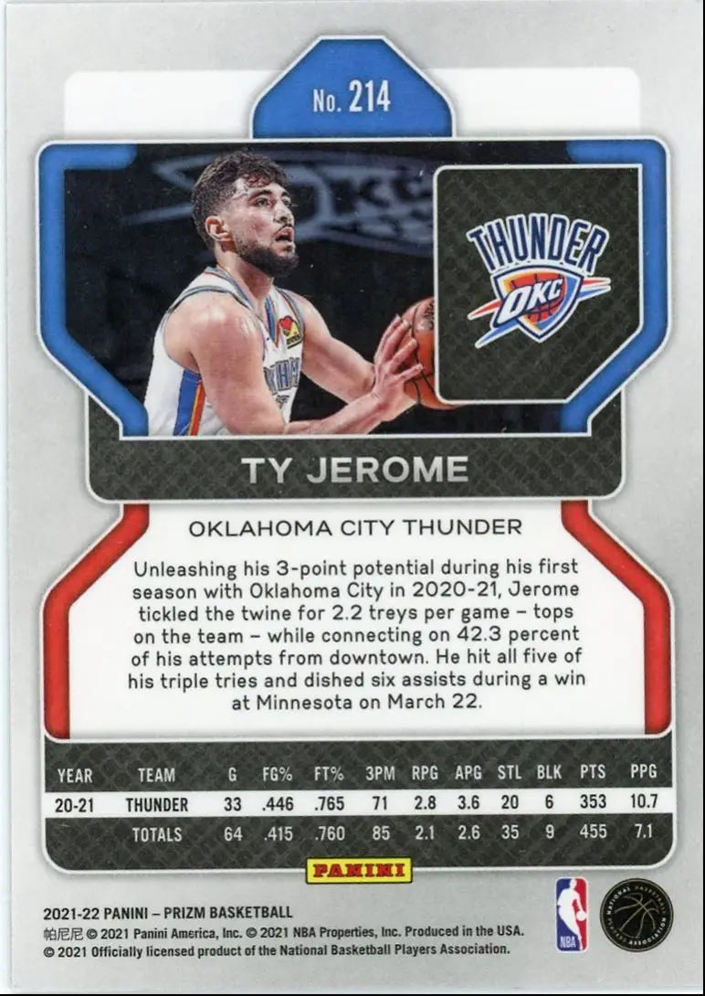 2021-22 Panini Prizm Ty Jerome Oklahoma City Thunder #214