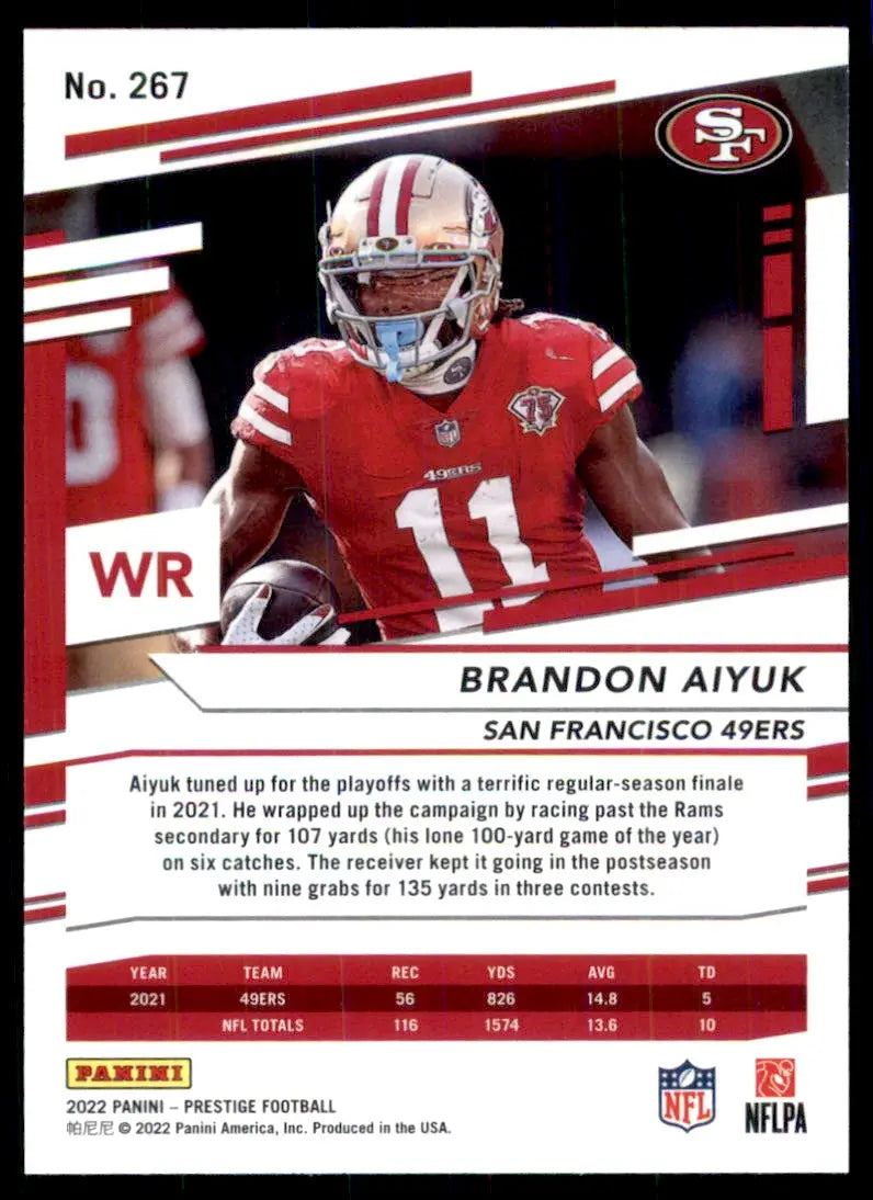 2022 Panini Prestige Brandon Aiyuk San Francisco 49ers #267