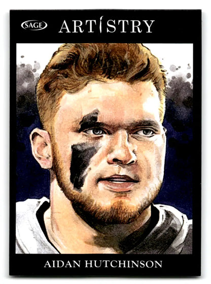 Aidan Hutchinson Sage Artistry trading card from 2022 Michigan Lions collection