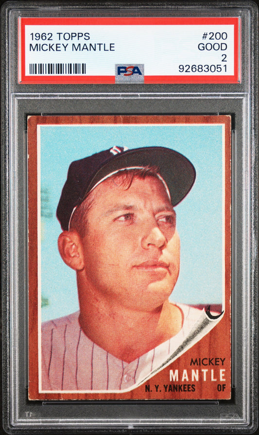 Mickey Mantle 1962 Topps baseball card graded PSA Good featuring New York Yankees player