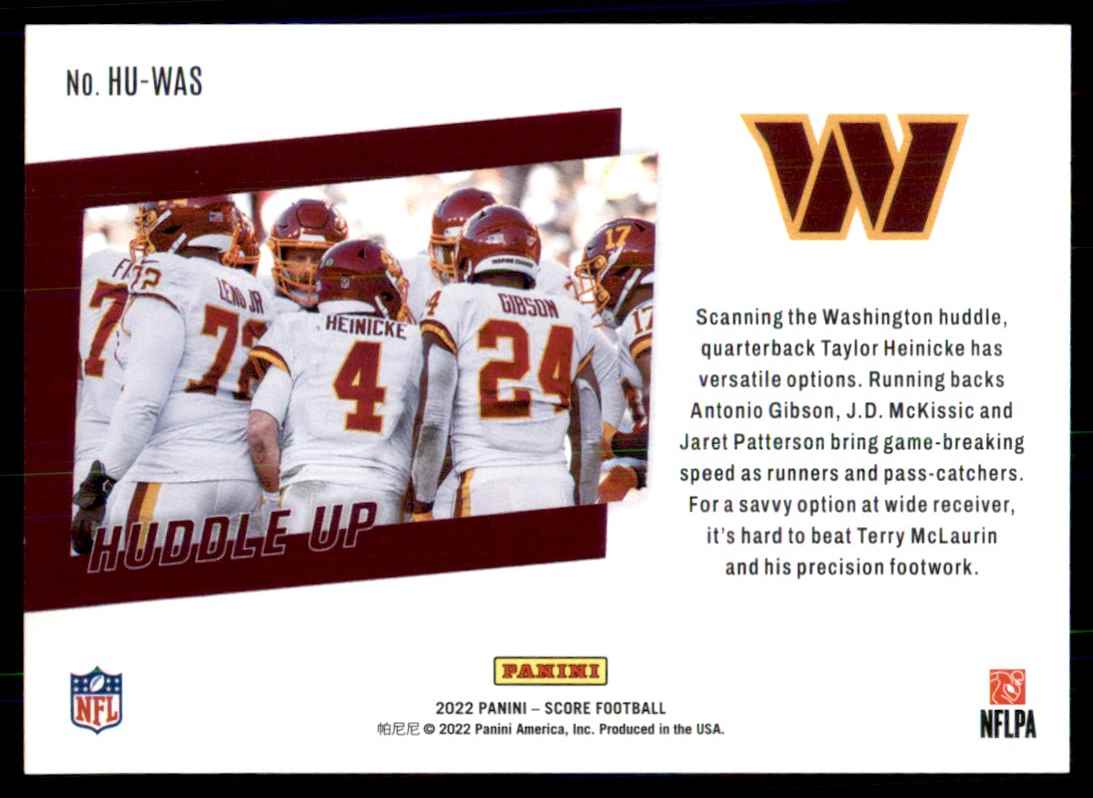 2022 Score Huddle Up Team Card Washington Commanders #HU-WAS