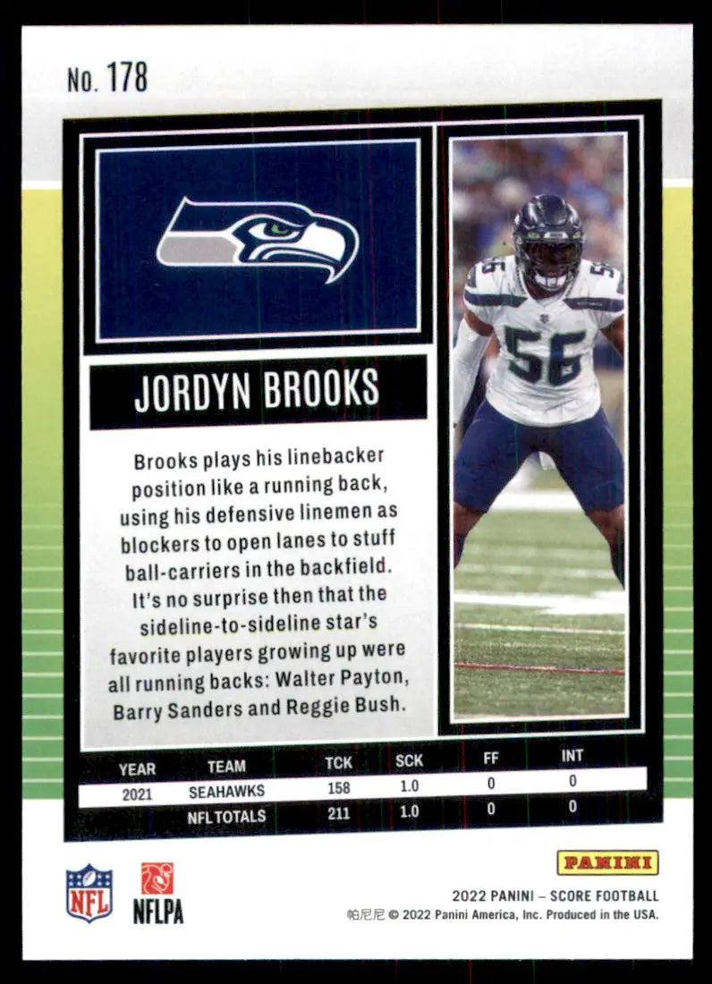 2022 Score Jordyn Brooks Seattle Seahawks #178