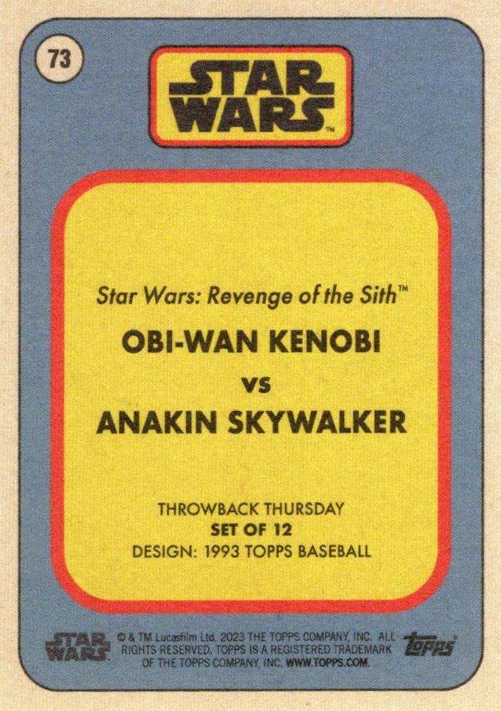 Star Wars Throwback Thursday 2023 Card #73 Anakin Skywalker vs Obi-Wan Kenobi