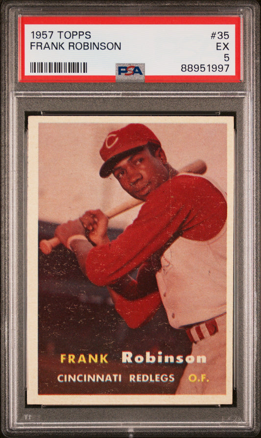 Frank Robinson 1957 Topps baseball card featuring Cincinnati Redlegs outfielder in uniform