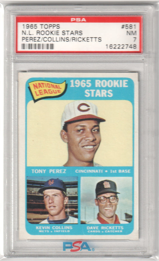 TONY PEREZ 1965 Topps Rookie RC Collins Ricketts #581 PSA 7 NM REDS