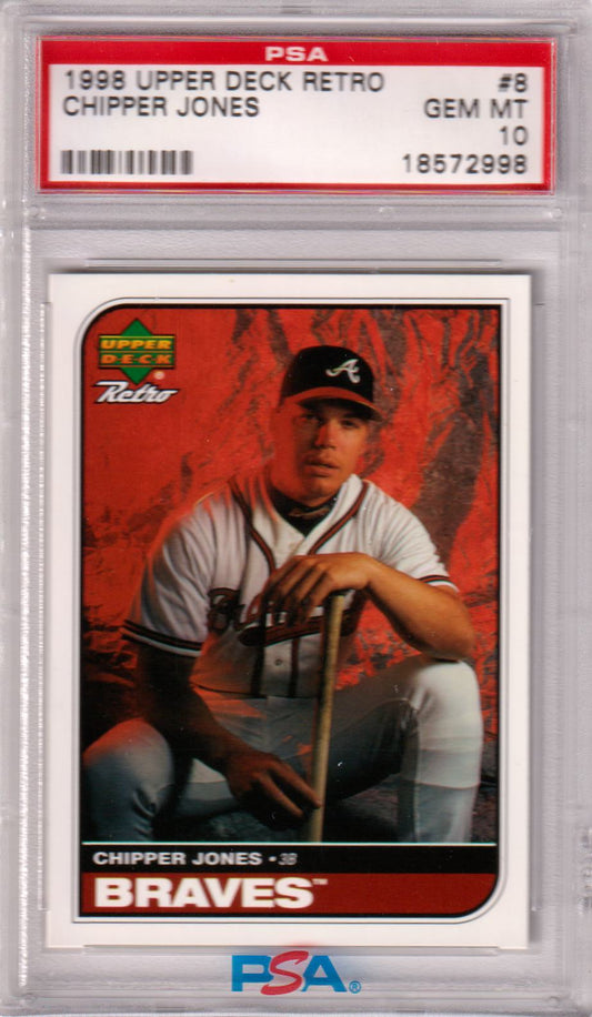 CHIPPER JONES 1998 Upper Deck Retro #8 PSA 10 GEM MINT - BRAVES Pop 2