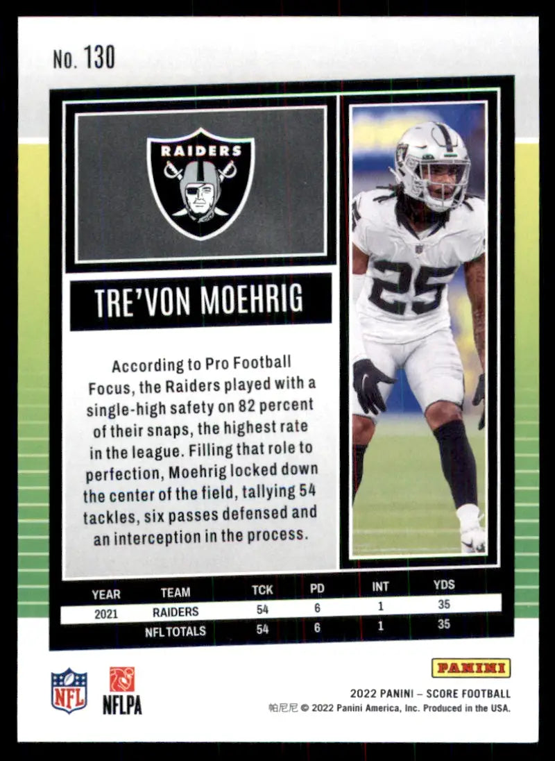 2022 Score Tre’von Moehrig Las Vegas Raiders #130