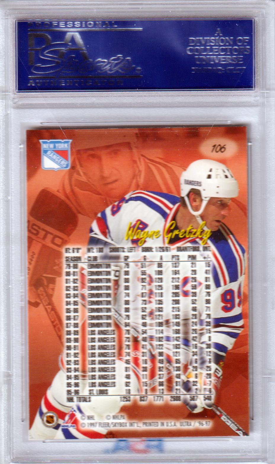 Wayne Gretzky 1996-97 Fleer Ultra trading card in protective case from Columbia Hobby