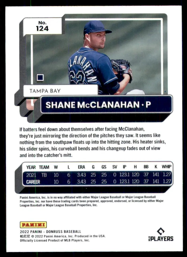 2022 Donruss Shane McClanahan Purple Parallel Tampa Bay Rays #124