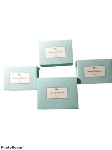 Four light blue Tommy Bahama soap boxes in a Bahama soap lot for relaxation and luxury